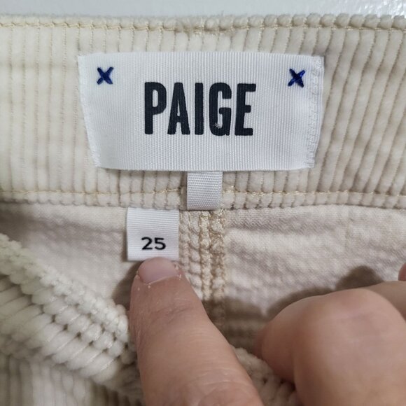 PAIGE Womens SZ 25 Hoxton Ankle Corduroy Pants Cream - Picture 7 of 15